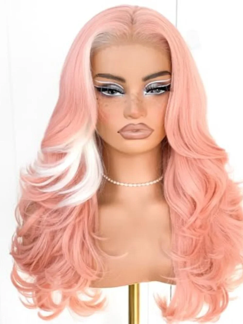 Pink Skunk Stripe Voluminous Feather Layered Hair Flip Out Preplucked Precision
